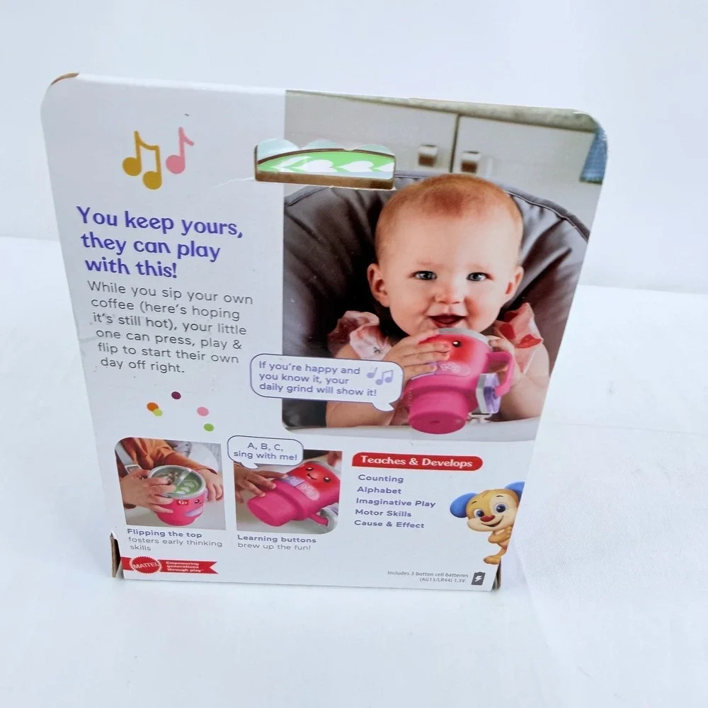 Fisher-Price Wake Up & Learn Pink Coffee Mug Baby Toy Lights‎ Music ABC 123